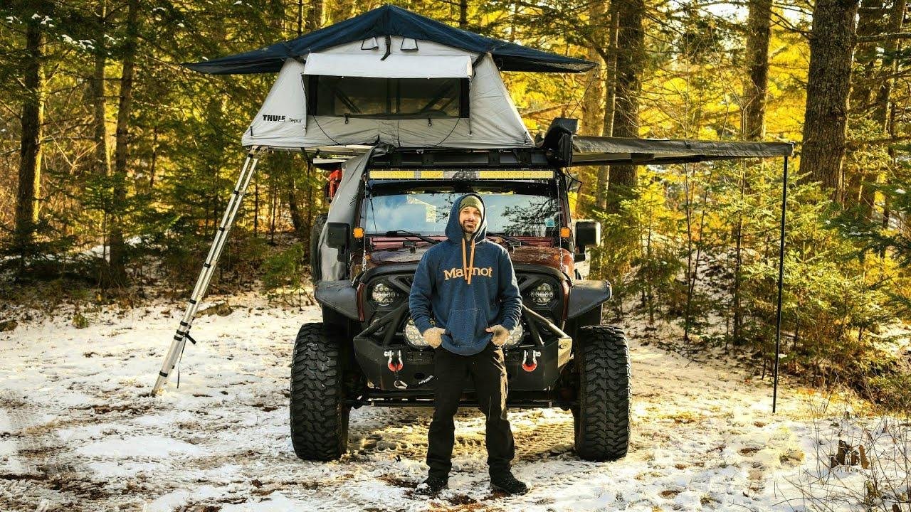 Rooftop Tent Winter Camping With Jeep