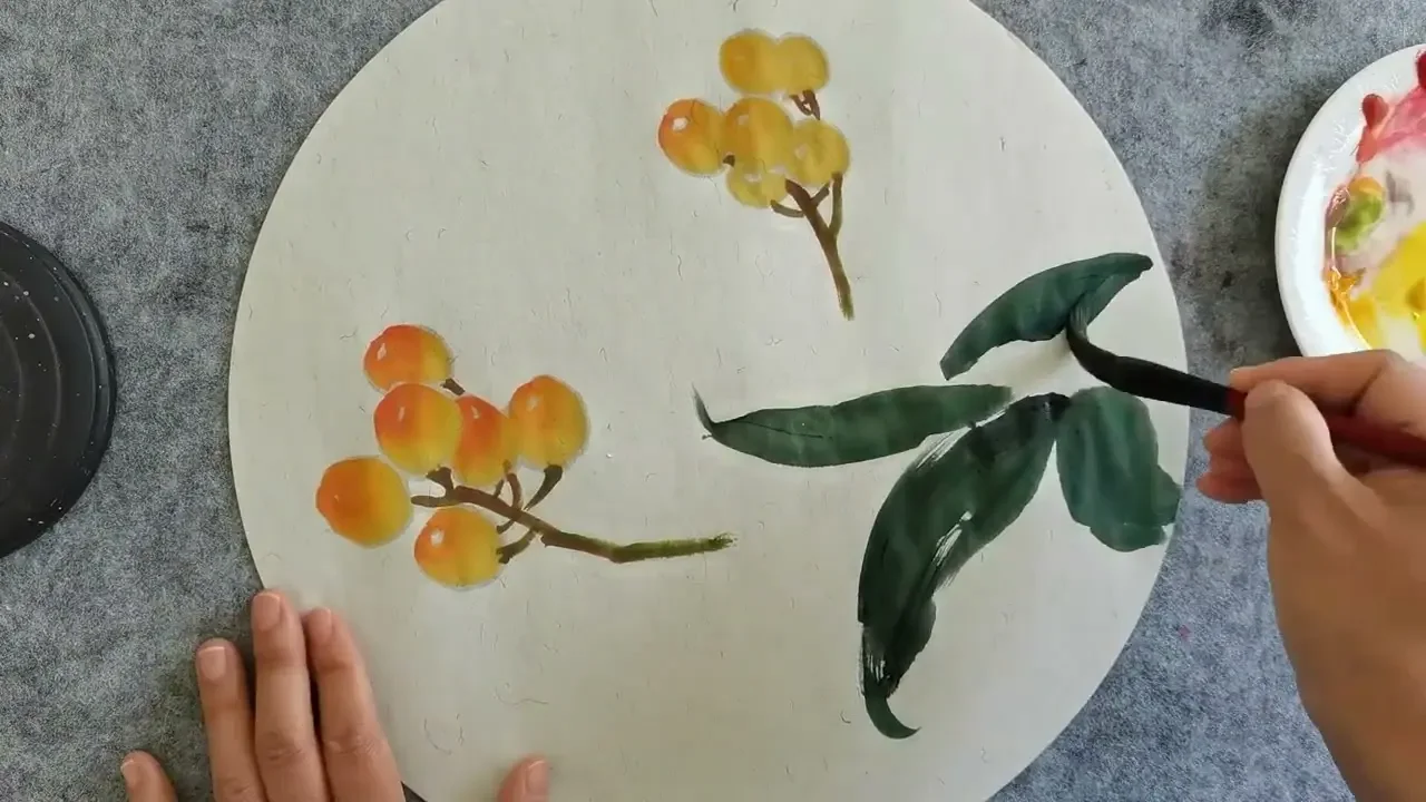 Painting art 畫一那麼簡單的枇杷果小品畫法示範，藤黃鵝黃加一點硃砂