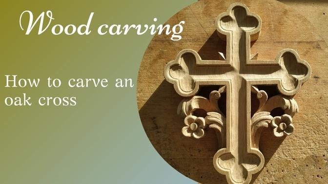 How to carve an oak Cross! Wood carving!