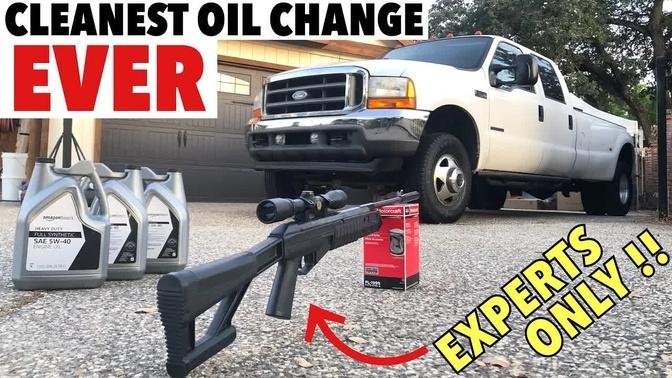 2001 F350 7.3 Powerstroke - How to change oil with a Riffle - Some Things didnt go as Planned LOL