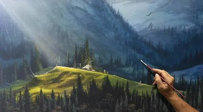 山地生活丙烯画 艺术家 - Viktor Yushkevich