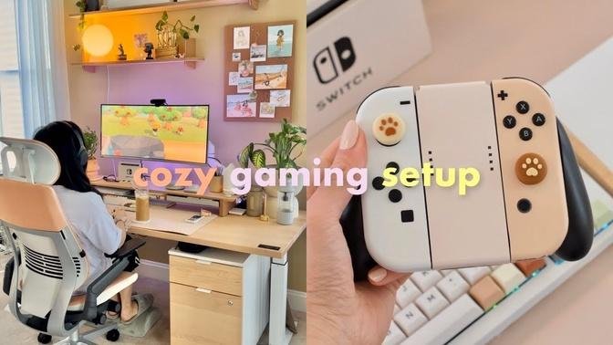 My Cozy Gaming Desk Setup 2022   Nintendo Switch Accessories, PC Gaming Setup, Ultrawide Gaming