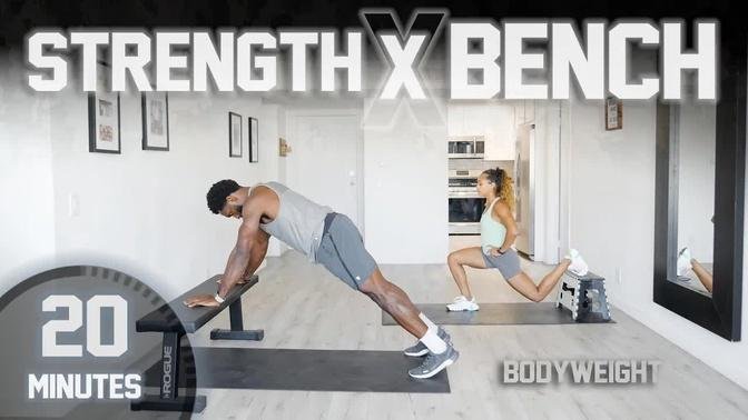 20 Minute Full Body Strength Workout [Bodyweight with Bench/Step]
