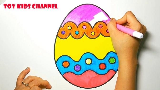How to Draw egg for Kids - Egg Coloring and Learning Colors With Egg