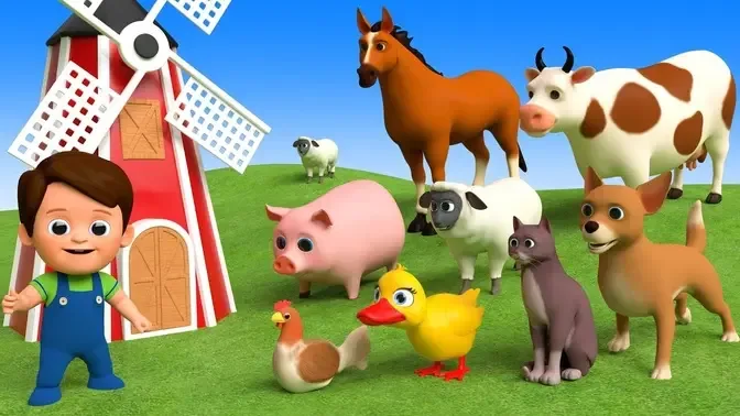 Learn Farm Animals Names and Sounds in English - Farm Animal Toys for  Children