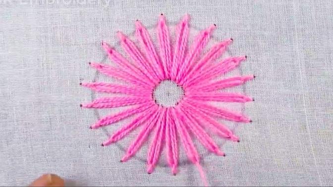 Hand Embroidery Amazing Circle Flower Embroidery Design Embroidery Trick Hand Embroidery Stitch