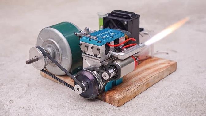 How to Make 220V Generator Dynamo with 2 Cylinder Engine