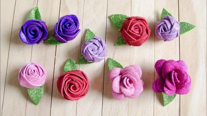 4 Ways of making foam Rose flower at home - Foam flowers tutorial - TA Diy