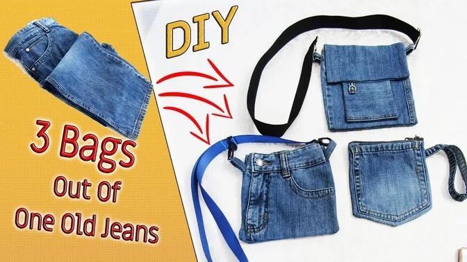 3 Cute Out Of One Pair Old Jeans - Denim - Old Jeans Crafts Ideas