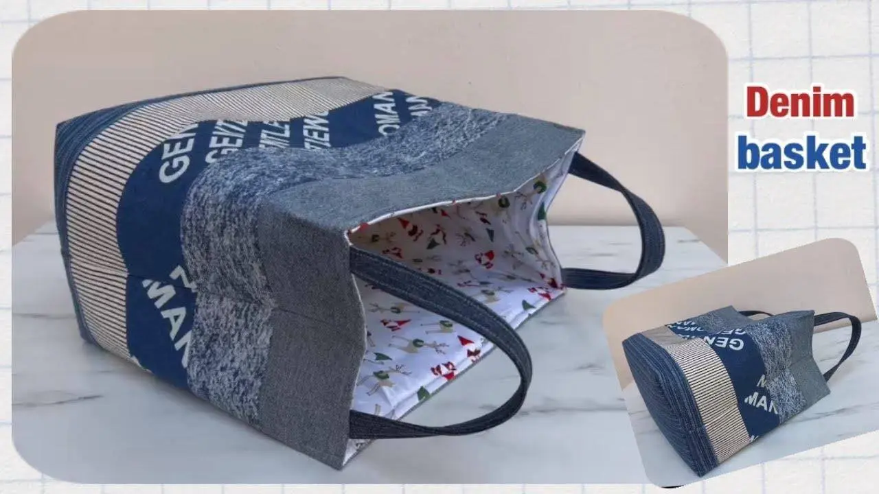 how to sew denim storage basket tutorial, storage basket patterns , diy fabric basket from old jeans