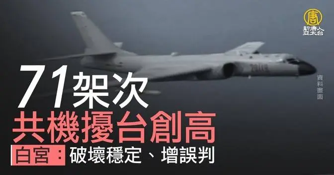 【新聞精選】71架次共機擾台創高 白宮：破壞穩定、增誤判