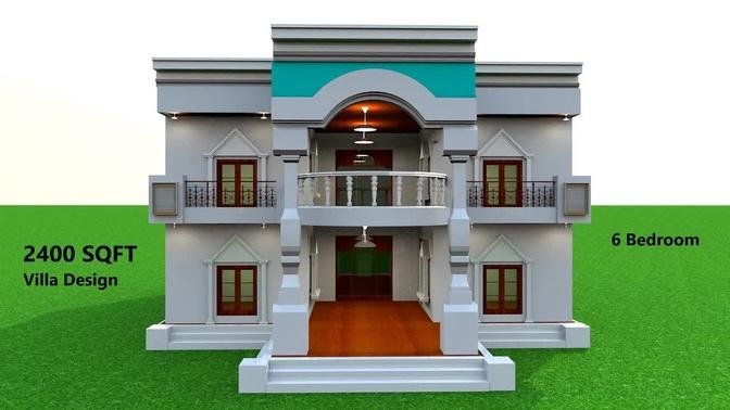 2400 SQFT Villa Design , 40 by 60 House Design With Front Elevation, 40 by 60 Makan Ka Naksha