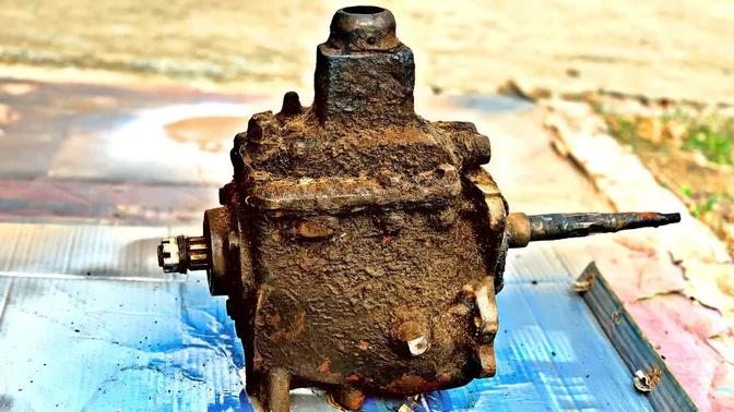 Restoration an antique car gearbox--Restore and repair car gearbox rusty