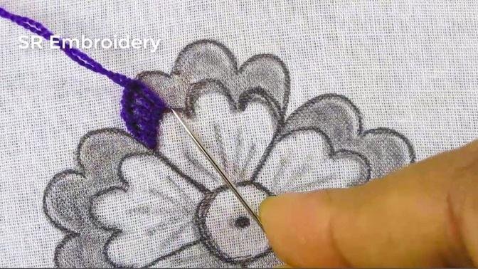 Hand Embroidery Beautiful Flower Design Amazing Hand Embroidery Flower Stitches Easy Tutorial