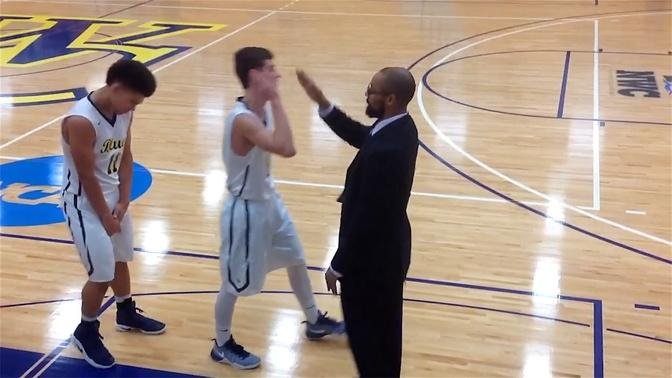 This basketball team's coach has the best pre-game handshake ritual