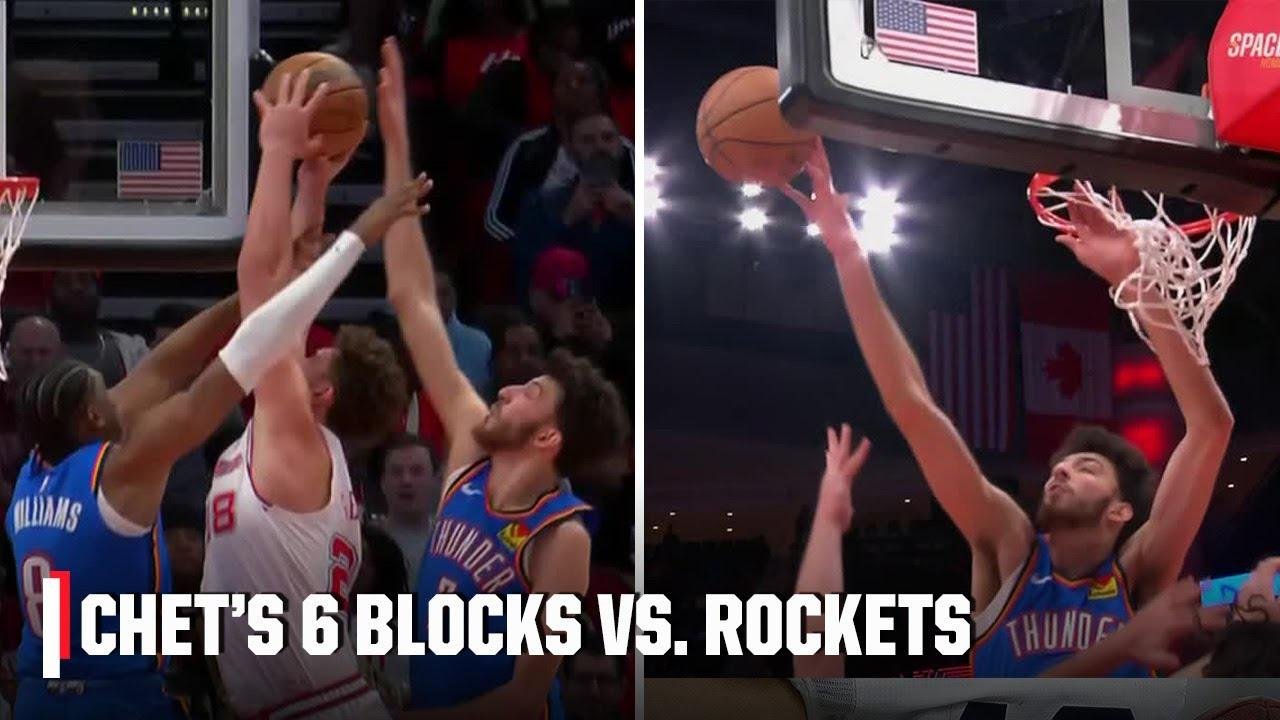 Chet Holmgren BLOCK PARTY — watch all 6 blocks vs. Rockets | NBA on ESPN