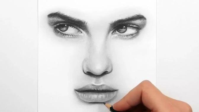 Drawing Eyes, Nose and Lips with Graphite Pencils