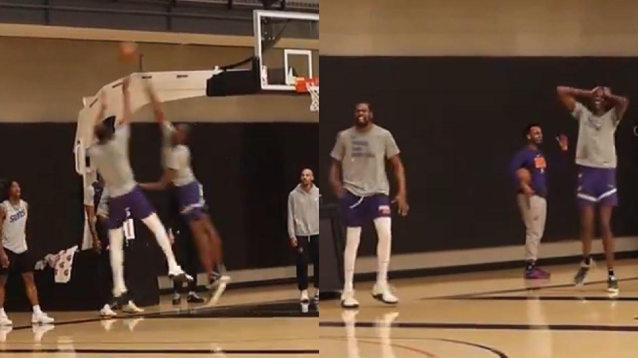 Bol Bol couldn't believe Kevin Durant hit this shot on him at Phoenix Suns practice