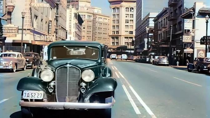 San Francisco early 40's,50's in color [60fps,Remastered] w/sound design added