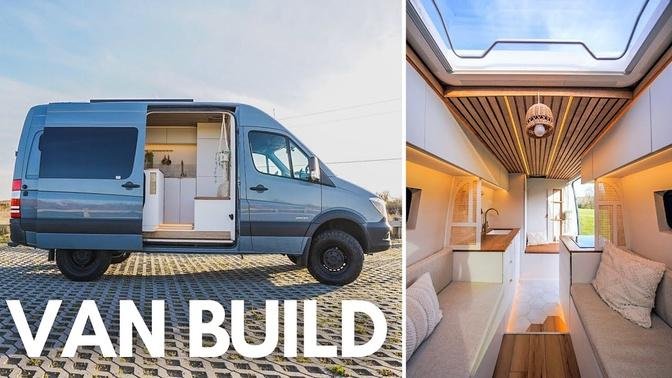 FULL VAN BUILD in 15 Minutes!|Start to finish Modern Luxury 4x4 Sprinter Van Conversion