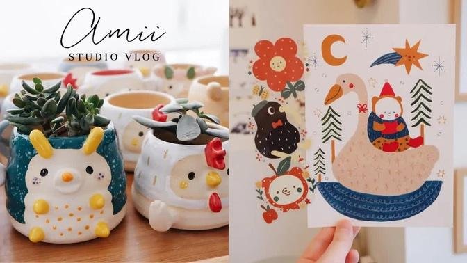 Studio Vlog | How to find your own art style, Throwing & Glazing Ceramic, Packing Orders, ASMR Vlog
