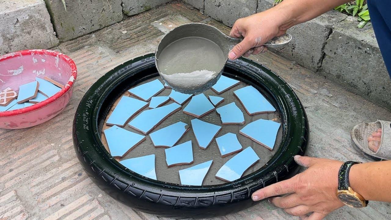 Wow! Amazing technique making Coffee table from Cement and Old tires, Beautiful & Easy