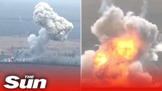 Ukrainian forces blow up Russian infantry in huge explosions in Donetsk