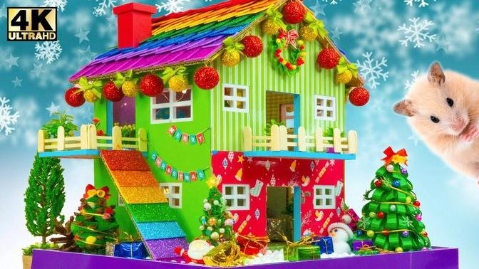 DIY Miniature House #132 ❤️ Build Christmas Two Story Villa from Cardboard for my Cute Hamster