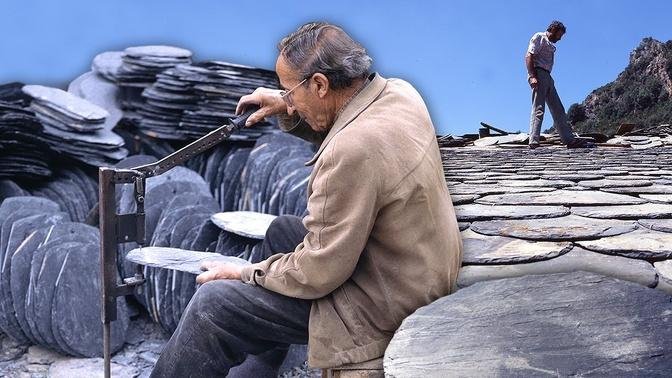 Handmade SLATE SLABS for assembly on ROOFTOPS in mountainous areas