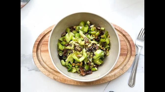 Celery salad with dates I The Buddhist Chef