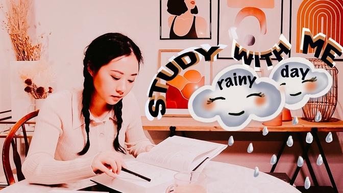 STUDY WITH ME with rain sounds   2 HOURS POMODORO STUDY SESSION