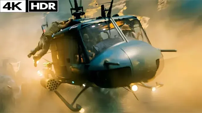 Jumanji : Welcome to the Jungle (2017) - Helicopter Chase Scene 4k HDR