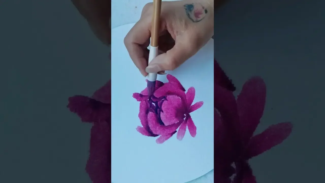 教你3分钟画一朵好看的的紫色牡丹花头 #画画 #牡丹 #国画