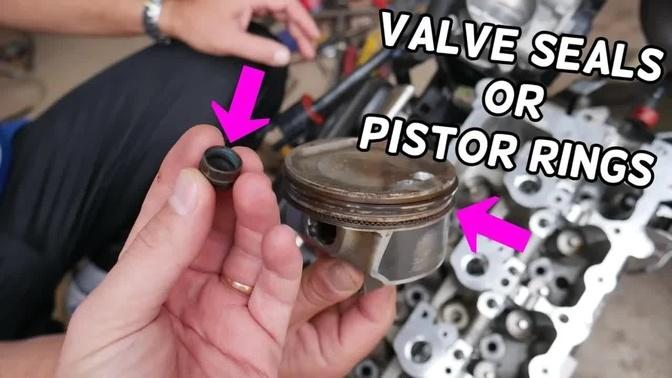 BURNING OIL FROM VALVE SEALS OR WORN PISTON RINGS