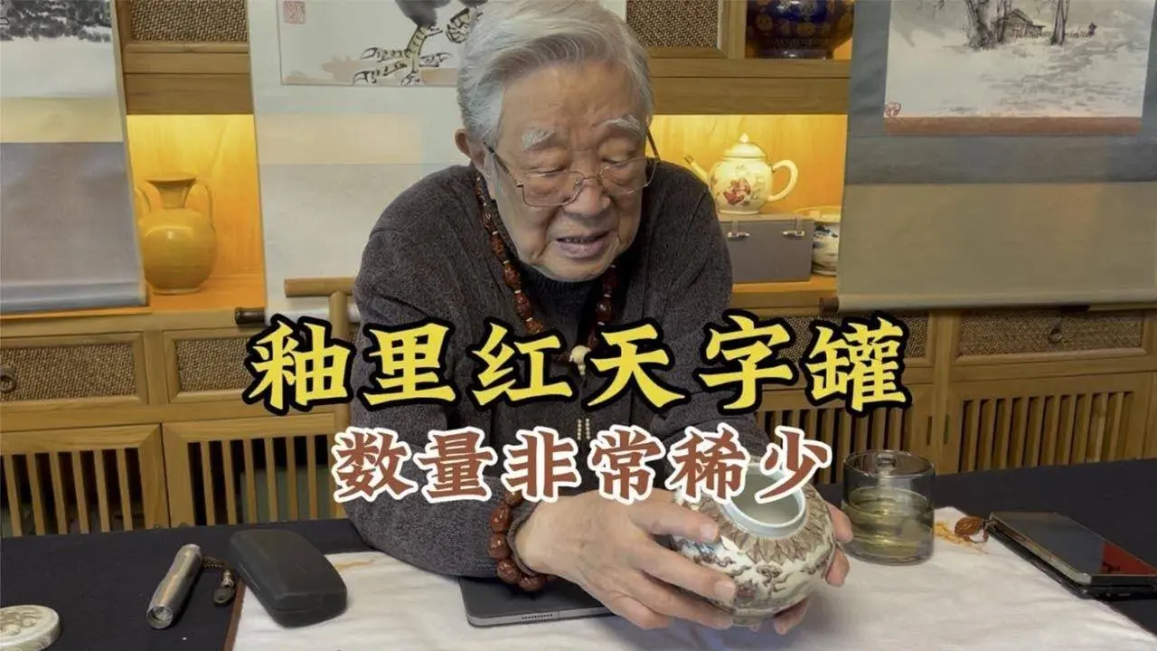 釉里红天字罐，数量非常稀少，杨实老师鉴定
