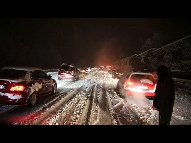 Snow blankets parts of Germany and Croatia causing traffic chaos