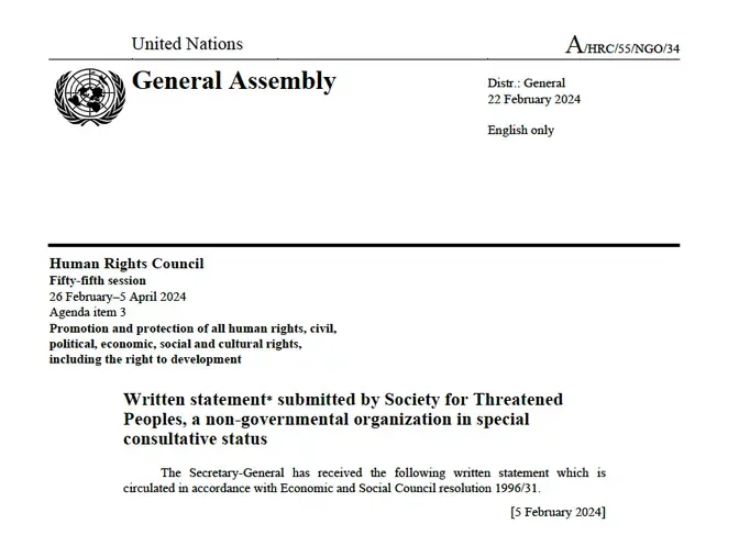 The Persecution of Falun Gong: A Case Study of Religious Persecution in China - Written statement submitted by Society for Threatened Peoples